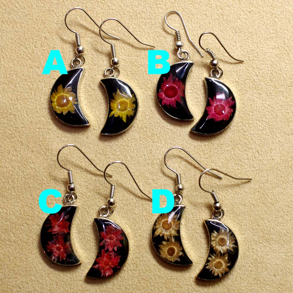 メキシコ アクセサリー ピアス イヤリング 生花 押し花 フラワー エスニック お花入り お花 レトロ 手作り ハンドメイド