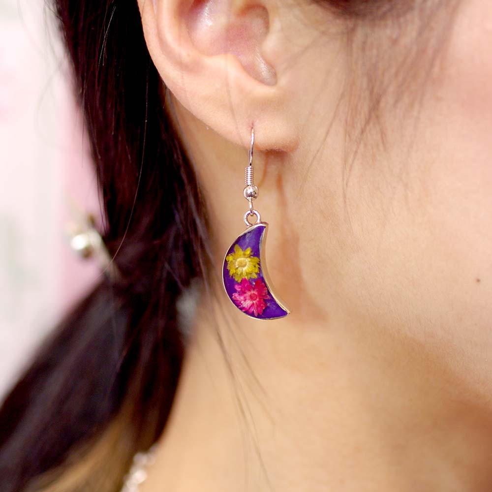 メキシコ アクセサリー ピアス イヤリング 生花 押し花 フラワー エスニック お花入り お花 レトロ 手作り ハンドメイド