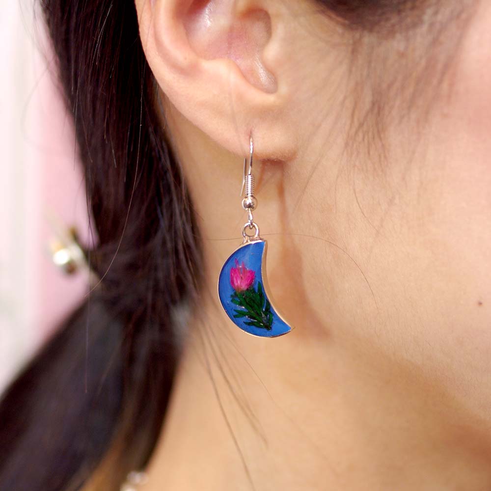 メキシコ アクセサリー ピアス イヤリング 生花 押し花 フラワー エスニック お花入り お花 レトロ 手作り ハンドメイド