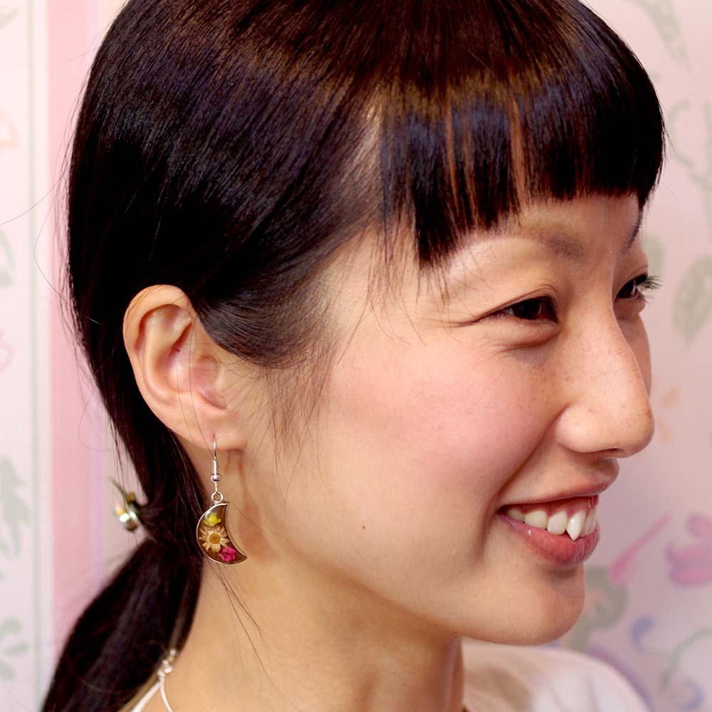 メキシコ アクセサリー ピアス イヤリング 生花 押し花 フラワー エスニック お花入り お花 レトロ 手作り ハンドメイド
