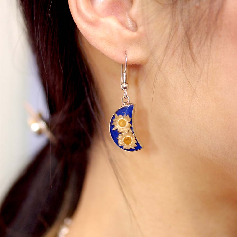 メキシコ アクセサリー ピアス イヤリング 生花 押し花 フラワー エスニック お花入り お花 レトロ 手作り ハンドメイド