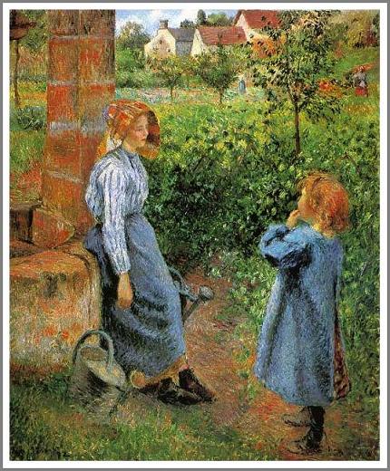 井戸端の女と子供