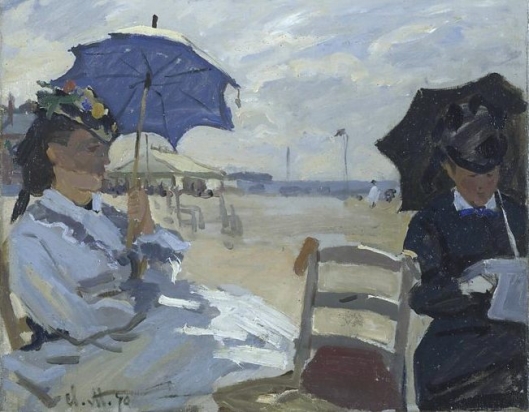 クロード・モネ、【波立つトゥルーヴィルの海】、希少な額装用画集より