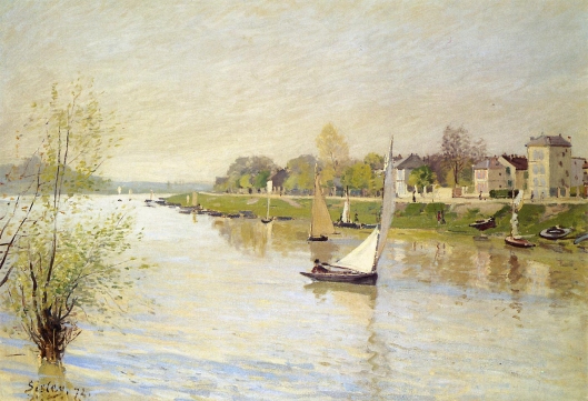 モネ　湖畔　ヨット　模写 モネ湖畔ヨット模写