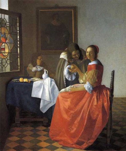 フェルメール「紳士とワインを飲む女（ぶどう酒のグラス