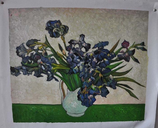 ゴッホ【花瓶のアイリス2】 - 手描き 絵画(油絵複製画)販売の ゴッホ【花瓶のアイリス2】 - 手描き 絵画(油絵複製画)販売の