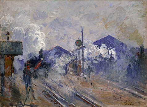 モネ【サン=ラザール駅の線路】 - 手描き 絵画(油絵複製画)販売の