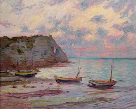 モネ【エトルタの夕焼け】 - 手描き 絵画（油絵複製画）販売のアート名画館