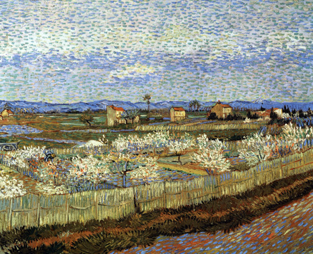 絵画　ゴッホ　ラ・クロ平原　複製画 ゴッホ【クロー平原の桃の木】 - 手描き 絵画（油絵複製画）販売