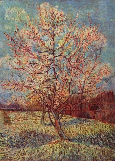美品 フィンセント・ファン・ゴッホ「花咲く桃の木々」複製画 大作 大判 豪華額装 美品 フィンセント・ファン・ゴッホ「花咲く桃の木々」複製画