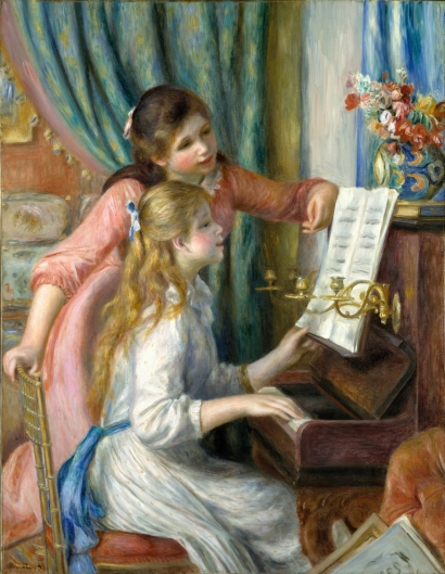 ルノワールが1892年3枚描いたピアノを弾く少女たち | アート名画