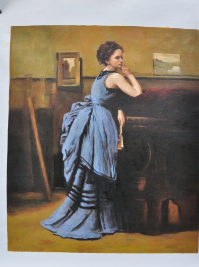 陶板画 青いドレスの婦人 アート名画館 作品制作例59 | アート名画館 公式ブログ