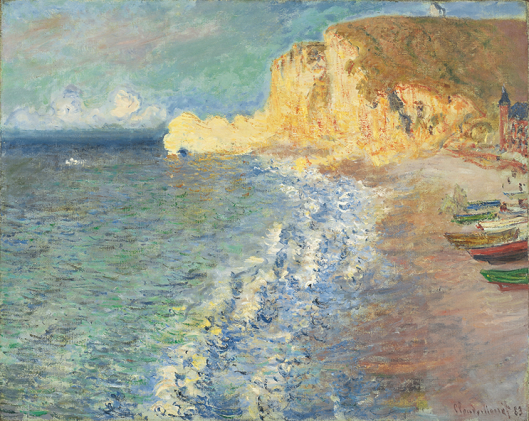 印象派風 油彩画 夕焼けの海 F12