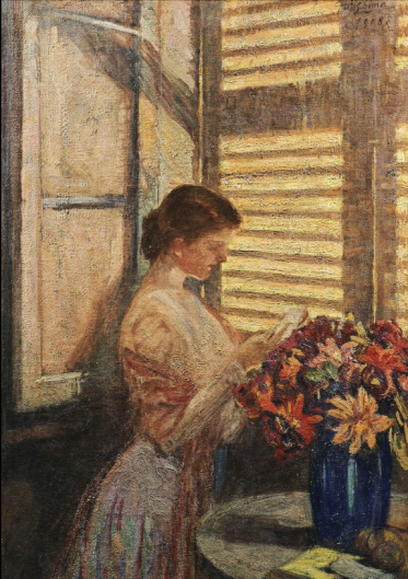 藤島武二、【山中湖畔の朝】、希少な大判額装用画集より、美品、