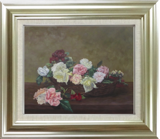 青木今陽 絵画 油絵 肉筆油絵 静物画 赤い薔薇 F6 青木今陽 絵画 油絵 肉筆油絵 静物画 赤い薔薇 F6