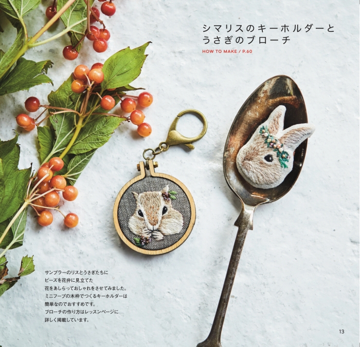 野の花と小さな動物の刺繍 使用パーツ Cherin Cherin 通信