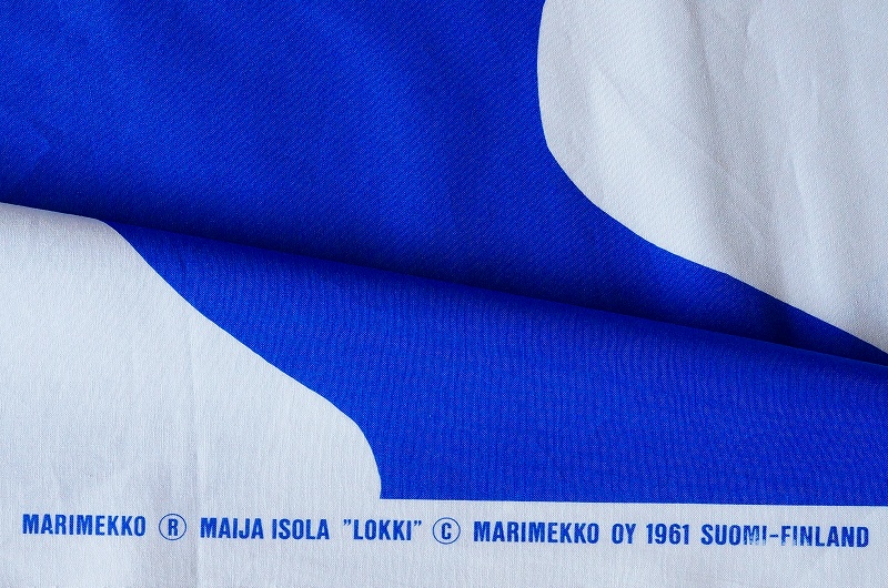 北欧雑貨/北欧生地/北欧/インテリア/生地/ファブリック/布/ヴィンテージ/marimekko/マリメッコ/lokki/マイヤイソラ/廃盤/キッチン/ブルー