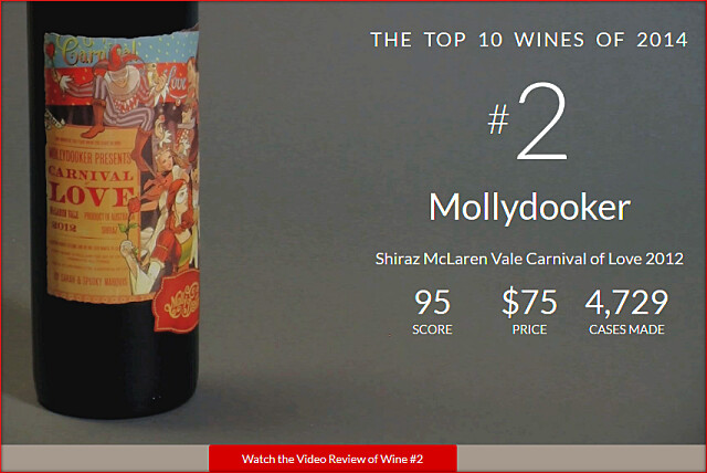 WS2014TOPNo2-Mollydooker Shiraz Mclaren Vale Carnival of Love 2012