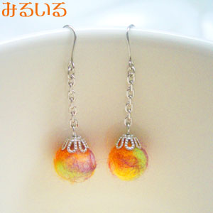 ふわふわほんわかピアス(イヤリング)|手作りアクセサリー工房みるいる