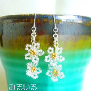 ソメイヨシノ〜cherry blossoms〜ローズクォーツピアス(イヤリング)|手作りアクセサリー工房みるいる