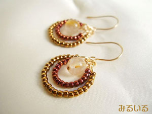 ルチルクォーツフープピアス(K14 Gold filled)|手作りアクセサリー工房みるいる