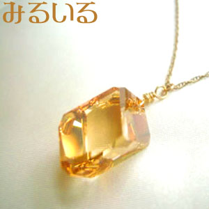 スワロフスキークリスタルゴールデンシャドウのネックレス(K14 Gold filled)|手作りアクセサリー工房みるいる