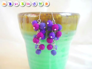 ぶどうのような藤の花のようなみるいるにじだま|手作りアクセサリー工房みるいる