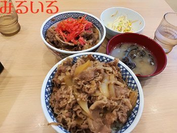 吉野家さんの牛丼並盛りと、、特盛?超特盛?|手作りアクセサリー工房みるいる