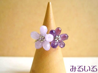 すみれの花指輪|手作りアクセサリー工房みるいる