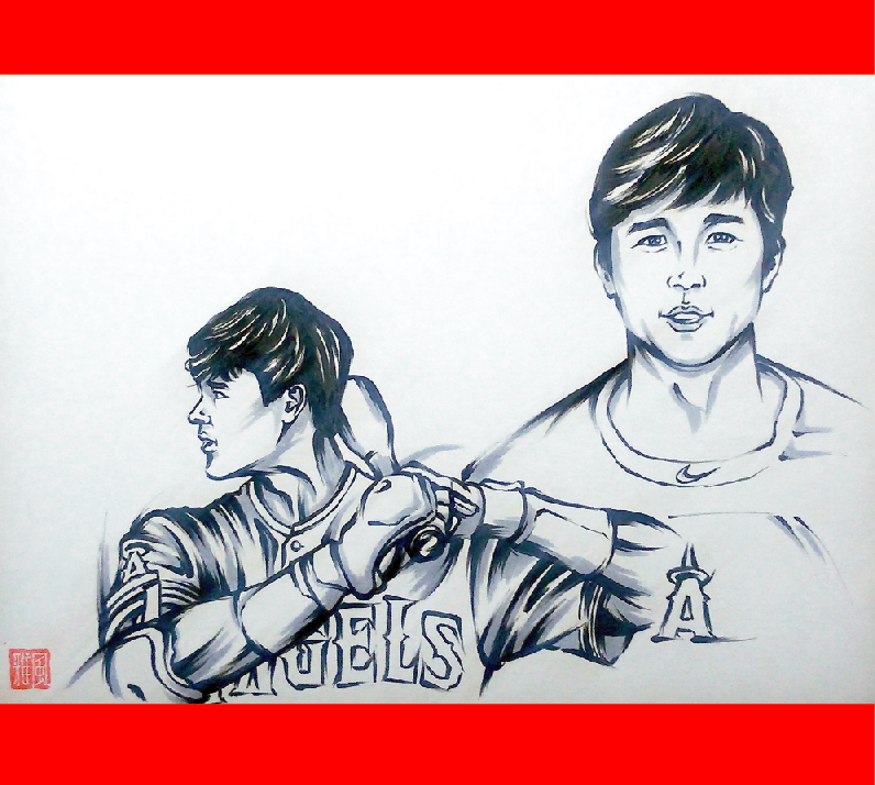 大谷翔平選手 雅風 似顔絵の雅風万画人 がふうまがじん