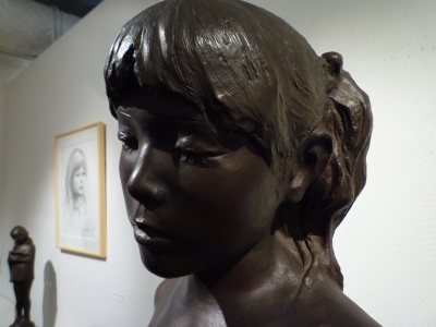 慶應◇現代彫刻家【増山俊春】秀逸作 天然石(砂岩)彫刻 『少女 慶應◇現代彫刻家【増山俊春】秀逸作 天然石(砂岩)彫刻 『少女