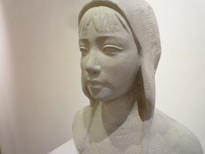 開】 筑波山別荘旧蔵品 彫刻家 増山俊春 ブロンズ 美人像 「燦」 額装