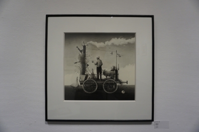 河内良介 「地下工場」 鉛筆画 絵画 美術品・アンティーク