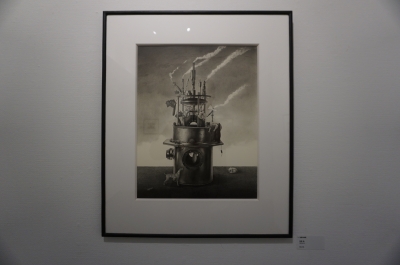 河内良介 「地下工場」 鉛筆画 絵画 美術品・アンティーク