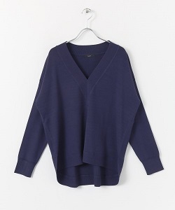 古着 画像 Vネックトップス ネイビー e.r.g* Mサイズ レディース 美品