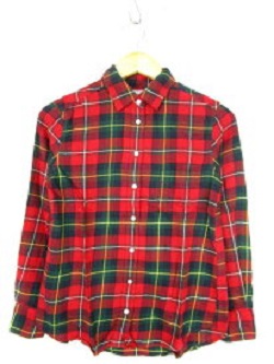 古着　画像　ネルシャツ　赤系　UNIQLO Lサイズ　レディース　美品