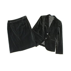 古本 画像 ベロアスーツ ジャケット スカート 黒 SanRonde 9号 レディース  美品