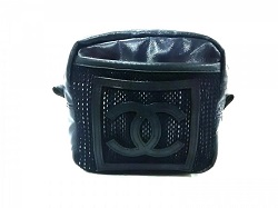 シャネル 画像 ポーチ スポーツライン ダークグレー 黒 コーティングキャンバス