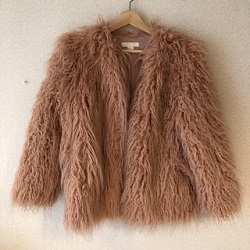 古着 画像 フェイクファージャケット ブラウン Ｍサイズ レディース 美品