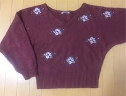 古着 画像 ニット パープル 花刺繍 NICE CLAUP フリーサイズ 美品