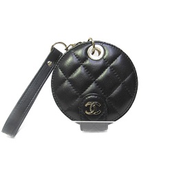 シャネル 画像 バッグタグ 黒 ラムスキン ココマーク