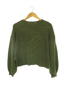 古着 画像 ニット カーキグリーン earth フリーサイズ レディース 美品