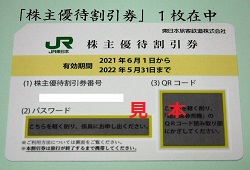 株主優待 画像 JR東日本 鉄道割引券 2022.05.31