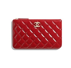 シャネル 画像 スモールポーチ 赤 カーフスキン ココマーク