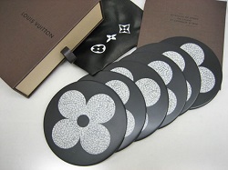 ルイヴィトン 画像 コースター6枚セット モノグラムフラワー 白黒 ノベルティ