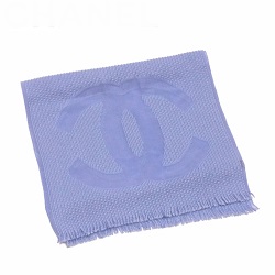 シャネル 画像 ストール フリンジ ブルー ココマーク