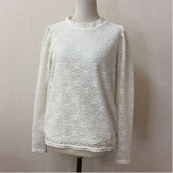 古着 画像 レースカットソー 長袖 白 TOPO Lサイズ レディース 美品