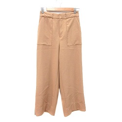 古着 画像 ワイドパンツ スリット ベージュ NAVY Mサイズ レディース 美品