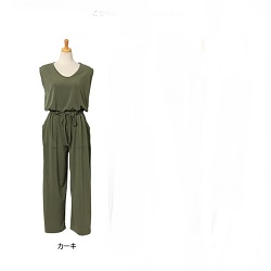 古着 画像 ノースリーブオールインワン カーキ色 CHIC MUSE Mサイズ レディース 美品