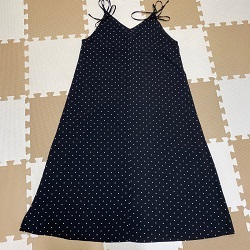 古着 画像 キャミワンピース ネイビー ドット柄 COLZA フリーサイズ レディース 美品